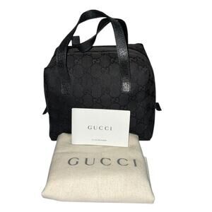 GUCCI Vintage GG Black Canvas Mini Hand Bag